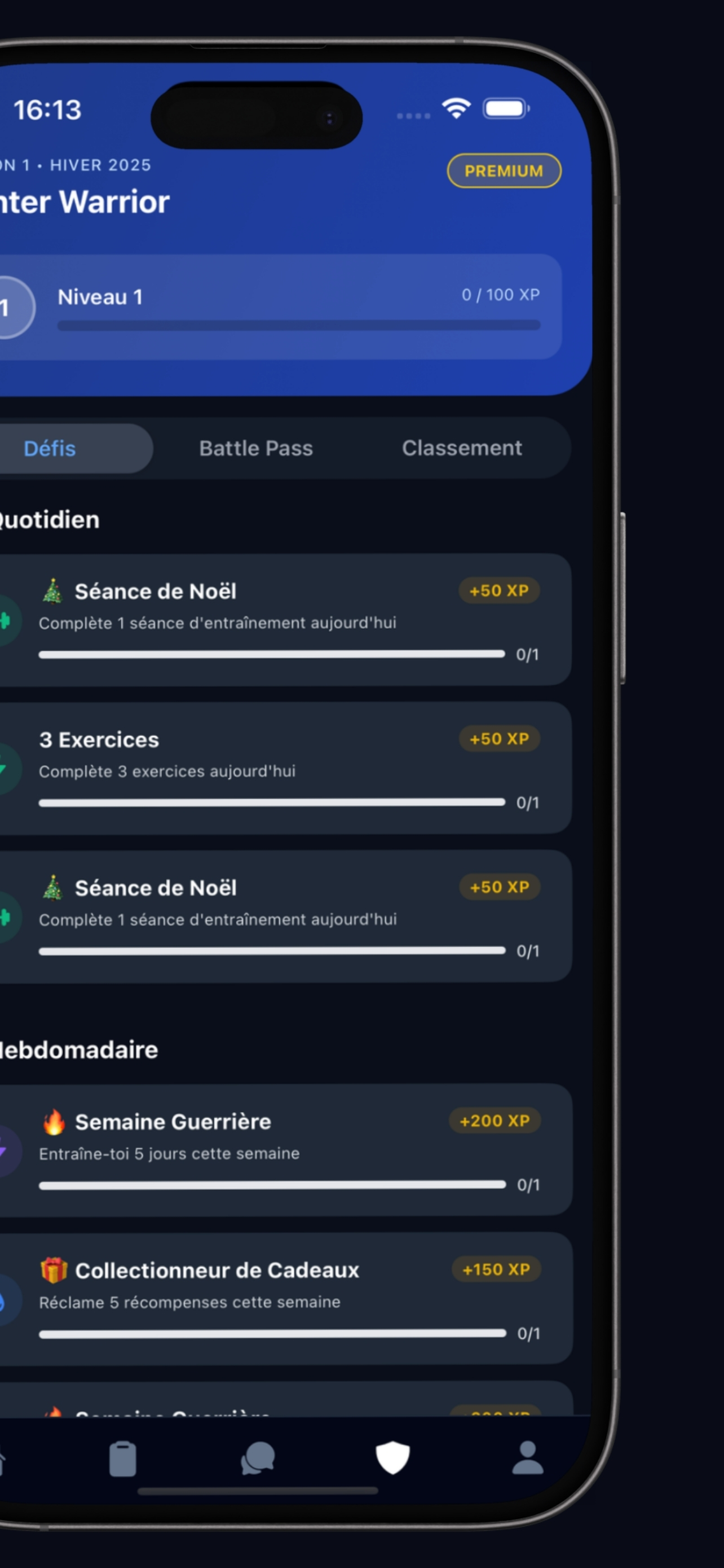 Défis - Capture d'écran ATLETIA